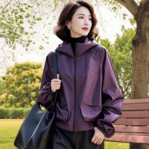 Einfache, modische, einfarbige, kurze Kapuzenjacke für Damen, lässig, lockere Passform, trendiger Frühling und Herbst