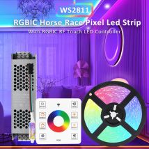 5M 10M 20M RGBIC Corsa di Cavalli Strisce luminose a LED 24V WS2811 Pixel Flex Nastro Flusso d'acqua corrente Lampada a nastro Telecomando senza fili