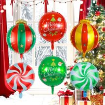2 Stück Weihnachtskugeln zum Aufhängen und 4D-Ballons in Bonbonform, Weihnachtsfeier, Winterdekoration, Szenendekoration für drinnen und draußen