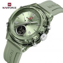 NAVIFORCE Original Uhren Für Frau Dual Display Dame Retro Weibliche Quarzuhr Wasserdicht Runden Zifferblatt Geben für Freundin geschenk