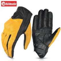 Guanti da moto in pelle retrò Guanti da moto comodi Guanti da motocross resistenti all'usura Guanti da moto con protezione completa delle dita