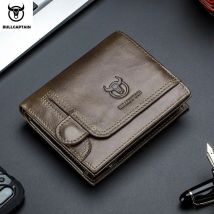BULLCAPTAIN Portafoglio bifold da uomo con blocco RFID Portafogli porta carte in vera pelle con 15 slot per carte