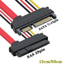 SAS zu SATA, SFF-8482 SAS 29-poliges zu SATA 22-poliges Festplattenlaufwerk Raid-Verlängerungskabel mit 15-poligem SATA-Stromanschluss SFF-8482 SAS