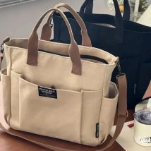 Urban Minimalist Girl Student Große Kapazität Pendeln Horizontale Leinwand Einzelne Schulter Diagonal Kreuz Tragbare Einkaufstasche