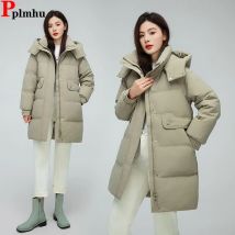 Basic Down mittellange Baumwoll mäntel Tops Korea klassische Schnee Krieg Abrigo Casual Fashion Chaqueta lose Frauen Puffer Jacke Casaco