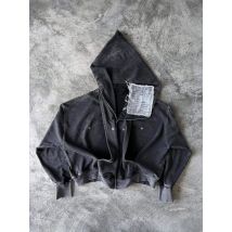 Vintage gewaschenes Kapuzenpullover mit Reißverschluss Y2K-Kleidung für Männer und Frauen, Rock und Hip-Hop, Nietenbedrucktes Kapuzenpullover, Casua