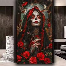 5D großes DIY Diamant Malerei Kit Gothic Skelett Rose Frau Diamant Mosaik voller quadratischer Bohrer Stickerei handgemachte Hobby Geschenk