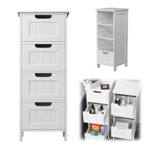 BRIEFNESS Weißer Aufbewahrungsschrank mit 4 Schubladen, freistehender Badezimmer- und Schlafzimmer-Organizer, MDF-Basis, einfache Montage für Zuhause und Schrank