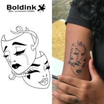 Boldink Dual Mask Emotions Temporäres Tattoo, Haben bis 15 Tage, neue Technologie, magischer, wasserfester, semi-permanenter Aufkleber.