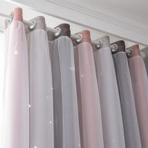 Verdunkelungsvorhänge mit ausgehöhltem Stern in Regenbogenfarben für Mädchen, Kinderzimmer, Schlafzimmer und Wohnzimmer, doppellagiges Fenster, niedliche Ösenvorhänge