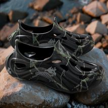 Sommer Männer Loch Schuhe Gedruckt Slip-On Dicken Boden Hausschuhe Mode Atmungsaktive Outdoor Hausschuhe