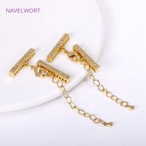 18 Karat vergoldete Hummer verschlüsse Verlängerung kette mit Quader abscheider Distanz stangen, eingelegte Zirkon DIY Armband Haken Verschluss Befunde