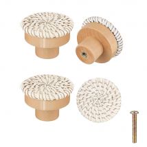 Rattan-Holzgriffe, rund, handgefertigt, Schränke, Schubladengriffe, Holz, Küchenschrank, Kleiderschrank, Tür, Kommode, Knöpfe für Möbel