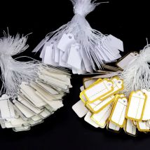 100 Stück Weißgold platte Silber Farbe Rechteck Papiere tikett Preis schild mit Seil Schmuck Geschenk karte handgemachte DIY Back zubehör