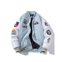 Autumn Winter Varsity Jacket Men Fashion Baseball Jacket Women Embroidery Letter American Coat College Streetwear Button Pink