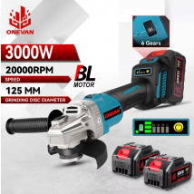 ONEVAN 6Gears Smerigliatrice angolare elettrica senza spazzole 125MM Smerigliatrice angolare ricaricabile Lucidatura Utensili elettrici per Makita 18V Batteria Pin