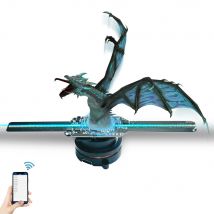 Ventilatore ologramma 3D da 5,5 pollici Controllo app mobile Proiettore ologramma 3D da 14 cm Display pubblicitario Luce olografica LED HD per Bar Club