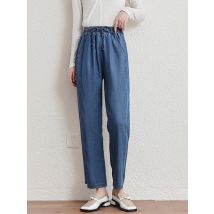 Neue 2025, Frühling, Sommer, Denim-Jeans für Frauen, blau oder himmelblau, hohe elastische Taille, wilde Denim-Hosen, Hosen, heißer Verkauf