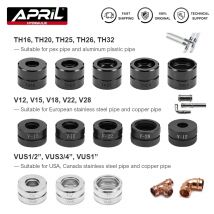 Die tipo TH/U/V/VAU/M/VUS per strumento di crimpatura per tubi Pex GC-1632/CW-1632 Stampi per crimpare 16, 20, 26, 32mm Kit ganasce idrauliche