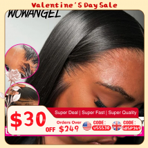 WowAngel 250% Aggiornato 13x6 HD Veletta Frontale Parrucche Glueless Dritto Parrucche Dei Capelli Umani Pre Pizzicate Cuoio Capelluto Naturale Capelli Brasiliani