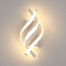 Aplique de pared LED de 22W, lámpara de pared blanca moderna con 3 barras de lámpara en espiral, luz blanca cálida de 3000K, aplique de pared interior para dormitorio