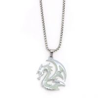 Trendy Male Domineering Luminous Flame Dragon Necklace Dragon Pendant Necklaces Glow in the Dark Jewelry
