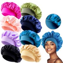 Nowa damska satynowa czapka do spania z szerokim rondem Unisex Head Wrap Elastic Band Cap Hair Care