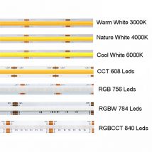 5m COB RGB CCT RGBW Ciepłe, naturalne, zimne białe paski LED DC12V/24V Elastyczna, kolorowa taśma