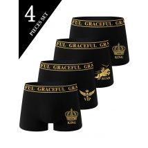 Intimo da uomo da 4 pezzi Morbido e traspirante Comodo boxer da uomo High-end Nero Casual Sport Pantaloni da uomo di alta qualità