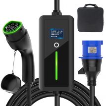 Aiskooc Caricatore mobile tipo 2 per auto elettriche, cavo di ricarica portatile da 7 kW con spina CEE per veicoli elettrici, impermeabile IP67