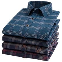Camicie di flanella di puro cotone da uomo M-6XL manica lunga tasca singola Casual Plaid spessa morbida accogliente camicie spazzolate camicetta abbigliamento uomo