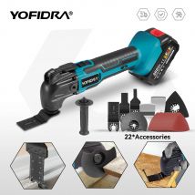 YOFIDRA Cordless Oscillante Multi Strumento 6 Marce Taglio Elettrico Lucidatura Rifilatrice Utensile Elettrico Per 21V 18V Batteria