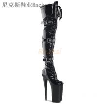 20cm Seksowne buty do pole dance z okrągłym noskiem, na platformie, ze stalowym obcasem, do występów w barze, na wysokim obcasie, wyszczuplające nogi, wodoodporne, z okrągłym noskiem.