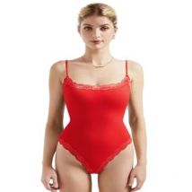 Frauen Rot Trikot Body Anzüge Tops Sexy Square Neck Tanga Body Cami Spitze Bodysuit Tank Top Rosa