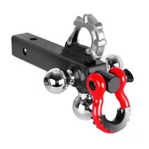 Trailer Hitch Ball Tri Ball Hitch with Hook Rotatable Tow Shackle Fits 2-in Receiver with 1-7/8 2-in 2-5/16-in Truck Hitch Ball