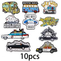 2-10pcs/set School Bus Enamel Pins Vintage Car Brooch Clothing Lapel Badge Fashion Accessories Jewelry For Friends Gifts