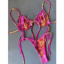 Sexy Printed Ruffled Frilled Thong Bikini Women Swimwear Female Swimsuit Two Pieces Bikini set Micro String Bathing Suit Swim
