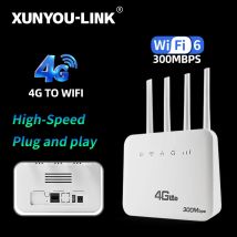 XUNYOU-LINK 4G LTE WiFi Router WiFi 6 300Mbps SIM Modem Wireless WiFi Modem Support 32 Device WIFI Router for Asia Africa Europe