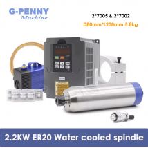 G-Penny 2,2 kW ER20 D80 wassergekühlte Spindel, Kugeltyp, 220 V, 380 V, Holz-/Stein-Wasserkühlungs-Spindelmotor