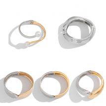 Salircon Creative Design Water Drop Shaped Bangles for Women Trending Street Punk Smooth Metal Open Spring Bracelet Jewelry