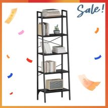 Scaffale Rovere & Tea Scaffale stretto a 5 piani con struttura in acciaio da 172 cm, libreria aperta dal design industriale