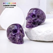 Natürliche Kristall Amethyst Schädel Hand schnitzen Statue Home Desk Ornament Dekoration Reiki Heilung Fengshui Sammlung Geschenke