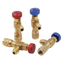 Válvula de seguridad para refrigerante de aire acondicionado, R410A R22, 1/4 ", adaptador de líquido de seguridad para carga de refrigeración, piezas de herramientas manuales, 1 unidad
