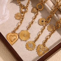 E.B.belle Neu im Herzen Evil Eye Davidstern Anhänger Verschiedene Größen O-Kette Halskette einteilig Edelstahl Schmuck Frau
