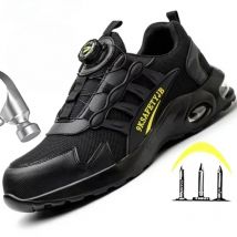 Herren-Sicherheitsschuhe mit drehbarem Knopf, unzerstörbare Schuhe, Anti-Smashing-Schuhe mit Stahlkappe, männliche Turnschuhe, pannensichere Arbeitsstiefel für Männer