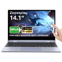 Dopesplay 14,1-Zoll Touchscreen-Monitor mit Tastatur, 5000mAh Akku, Tragbarer Bildschirm-Erweiterer, 1080P HDR IPS Reise-Touchmonitor