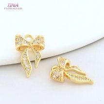6PCS 10,5*15,5 MM 18K Gold Farbe Messing mit Zirkon Schmetterling Charms Anhänger Halskette Ohrringe Schmuck machen Zubehör