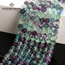 Perline di Fluorite colorate naturali di vendita calda 4 6 8 10 12mm scegli la dimensione perline di alta qualità pietra preziosa di Fluorite di ghiaccio per la fabbricazione di gioielli