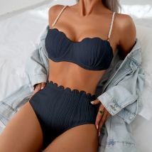 Neue Sexy Bikinis Schwarz Badeanzüge frauen Bademode Push-Up Weibliche Strand Schwimmen Tragen Badeanzüge Hohe Taille Bikini Set Pool badende