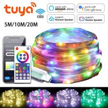 USB Natale RGBIC String Light Tuya WIFI Telecomando 5M 10M 20M Pixel String Light WS2812 Musica Luci fiabesche impermeabili